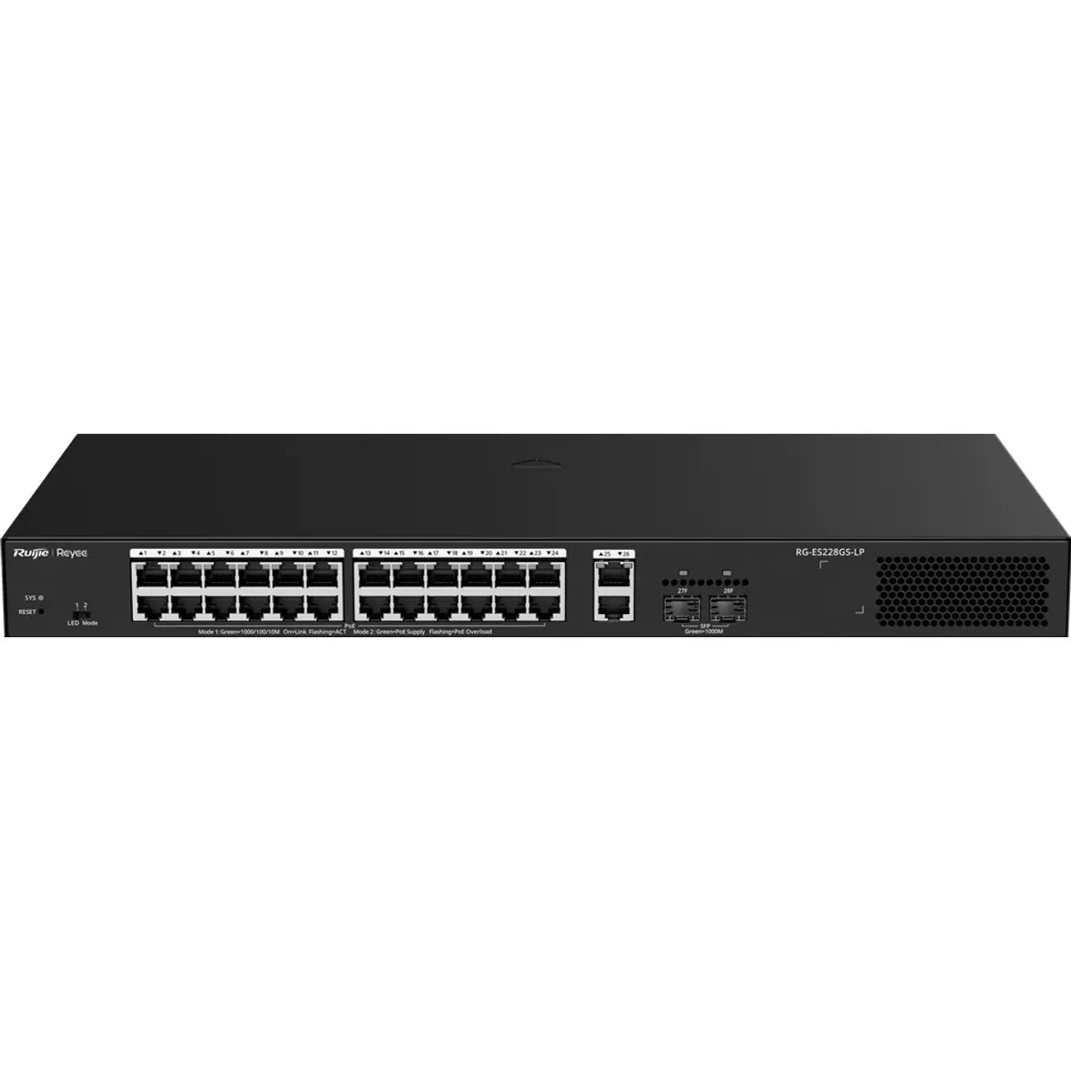 Reyee RG-ES228GS-LP Switch 28 ports Gigabit PoE+ 250W vue de face