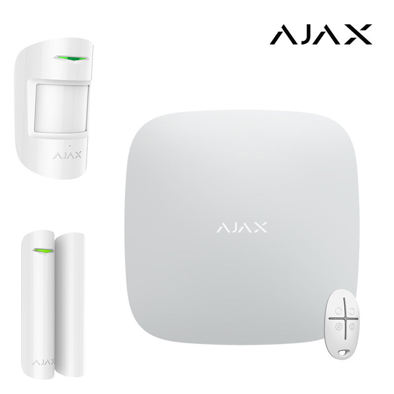 Kit Ajax Hub : alarme sans fil professionnel (Grade 2) avec Ethernet/GPRS, AES, installation facile et contrôle à distance via application (SADIR)