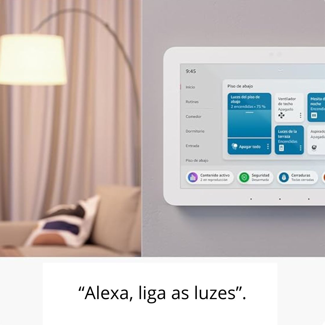 O Echo Hub é um painel Alexa revolucionário, concebido para simplificar a gestão dos dispositivos da tua casa digital.