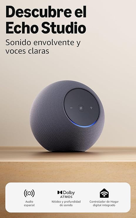 O Amazon Echo Studio foi atualizado para oferecer uma experiência sonora totalmente imersiva, com áudio espacial e suporte a Dolby Atmos, que adiciona profundidade, clareza e maior realismo às suas músicas, filmes e séries. Com graves intensos, médios definidos e vozes nítidas, transforma qualquer divisão num verdadeiro ambiente de concerto.