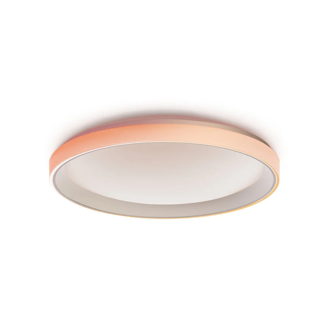 Luminária de teto discreta e moderna com LEDs ajustáveis (2 700–6 500 K), 3 450 lm e anel RGBIC, ideal para ambientes residenciais e automatizados.
