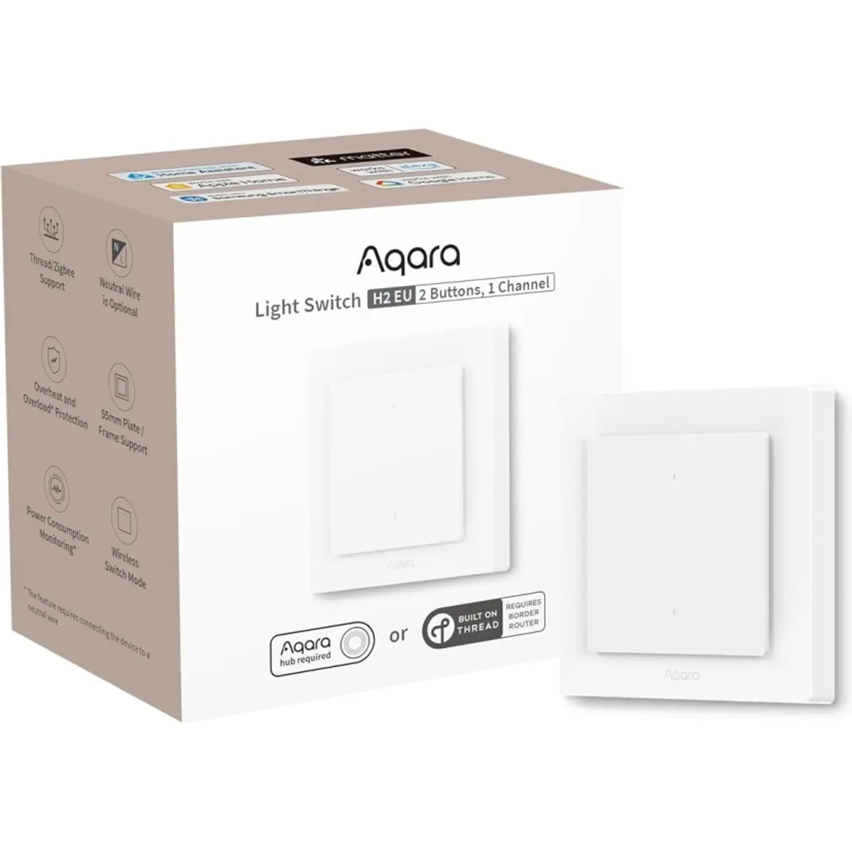Der Aqara Light Switch H2 EU ist ein vielseitiger intelligenter Schalter, der entwickelt wurde, um maximale Kompatibilität und Flexibilität bei der Steuerung von Beleuchtung und Geräten zu bieten.