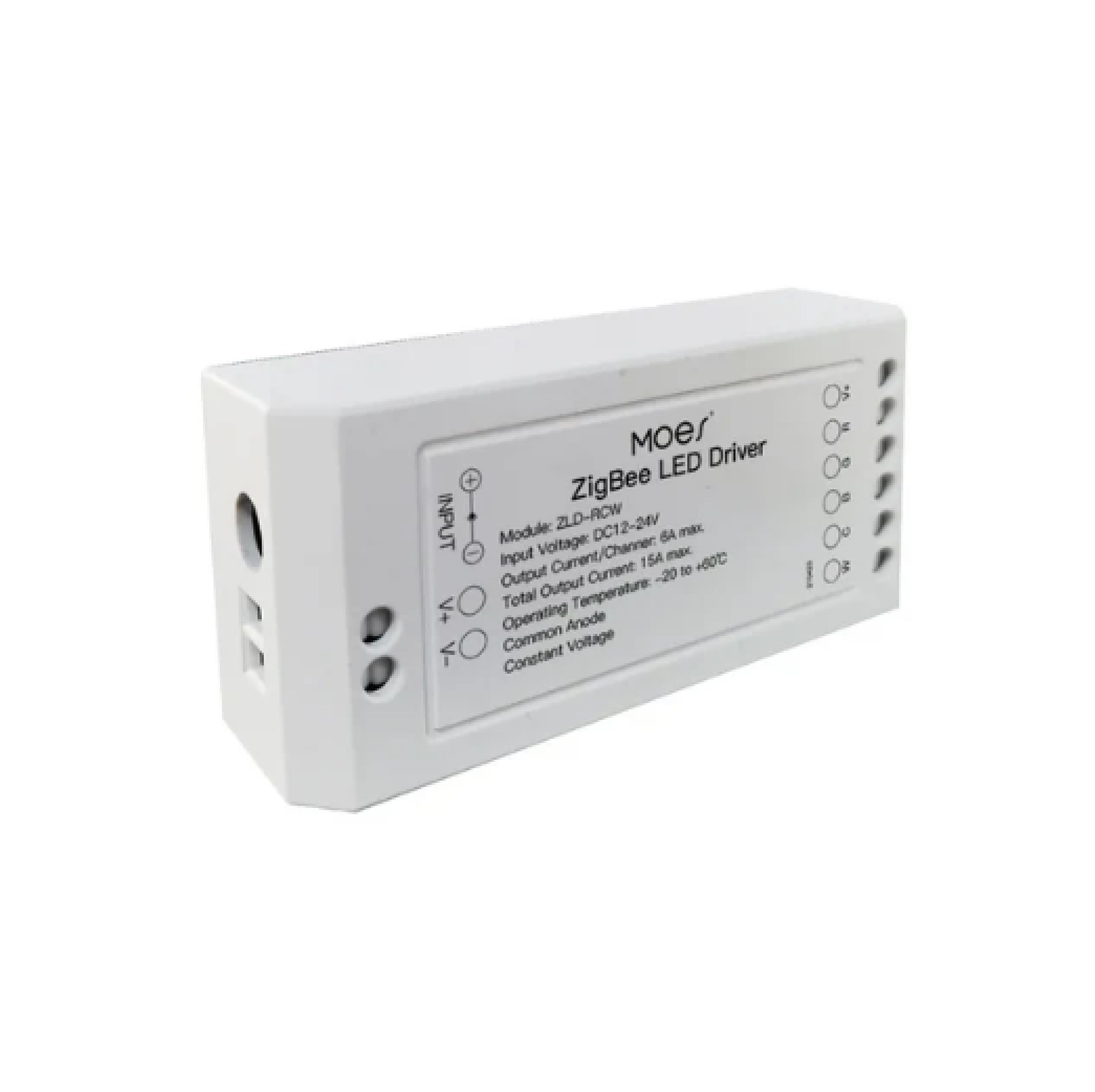 Controlador ZigBee para Fita LED RGB+CCT. Pode conectar: RGB W / WW / RGBW / RGBWW. Funcionamento a 12/24V (não inclui adaptador). Necessita do Gateway Tuya ZigBee para funcionar. Sincroniza com o som de música podendo ser instalado atrás de uma TV.  Conecta com gateways Tuya, e ainda com Smartthings. Suporta controlo por voz com Alexa e Google Home.