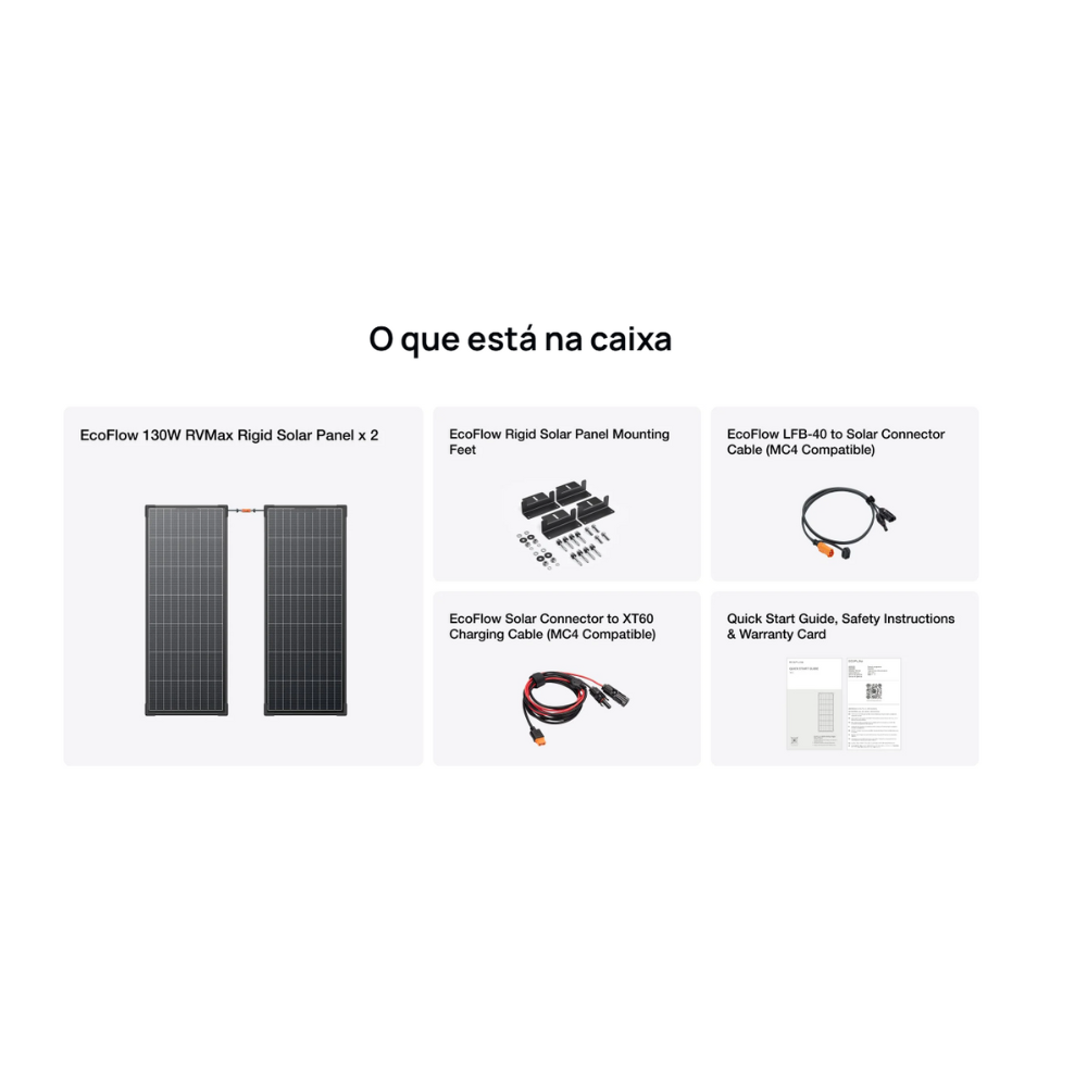 Ecoflow 2x Paineis Solares Rígidos 130W - RVMax 130w (2 peças)