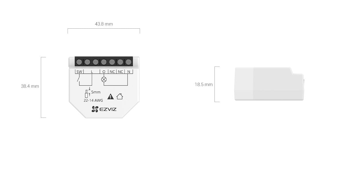 El EZVIZ T35W es un módulo relé WiFi compacto que transforma cualquier interruptor de pared convencional en un interruptor inteligente.