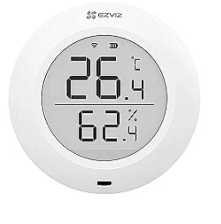  EZVIZ T51C utiliza um sensor digital de alta precisão para fornecer dados exatos sobre o ambiente da tua casa. Com ecrã grande de 1.8 polegadas, podes consultar temperatura e humidade à distância ou diretamente no dispositivo. Alertas instantâneos na aplicação EZVIZ quando há alterações significativas.