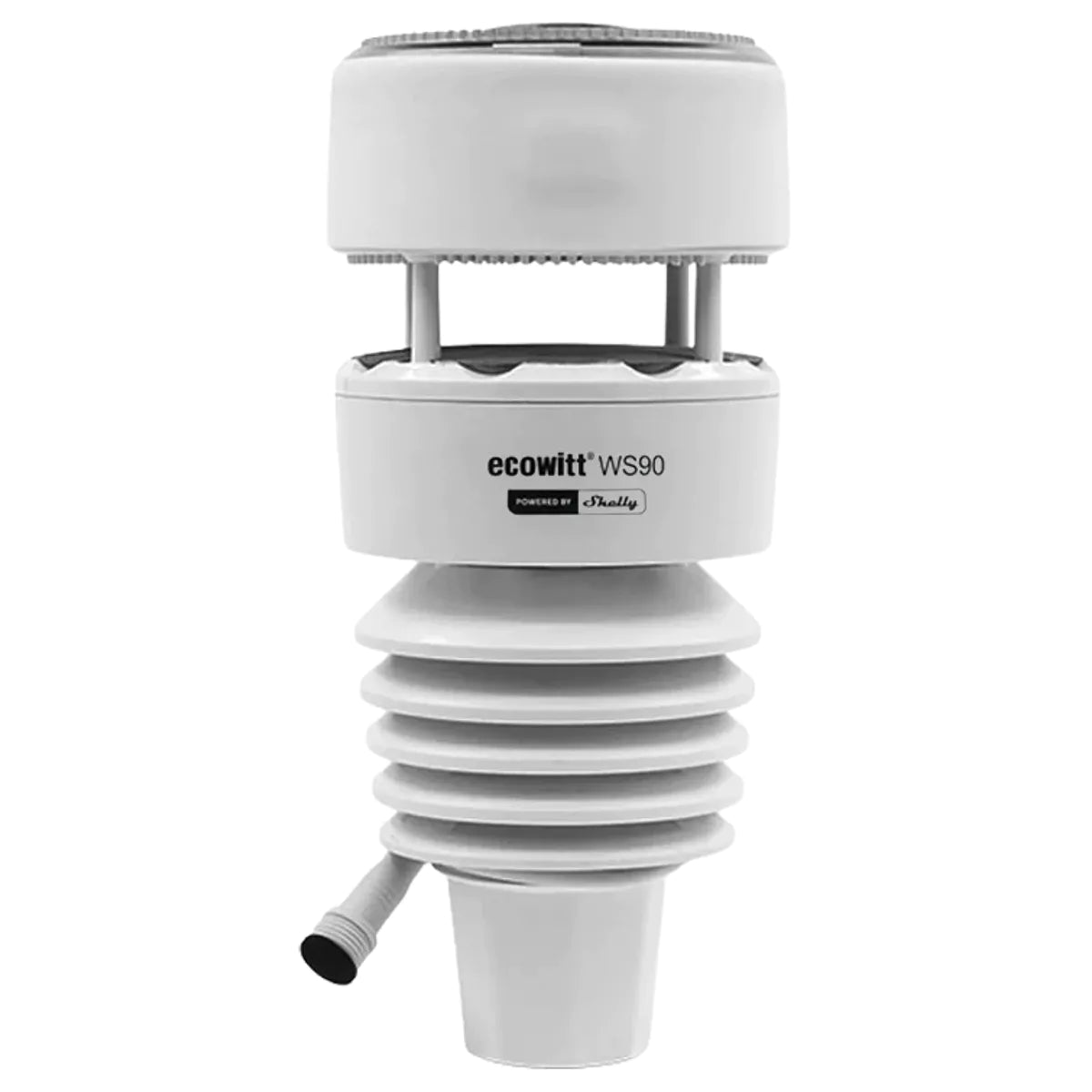 A Ecowitt WS90 Powered by Shelly é uma estação meteorológica inteligente 7-em-1, compacta e robusta, desenvolvida para monitorização meteorológica avançada e contínua em ambientes residenciais e profissionais.