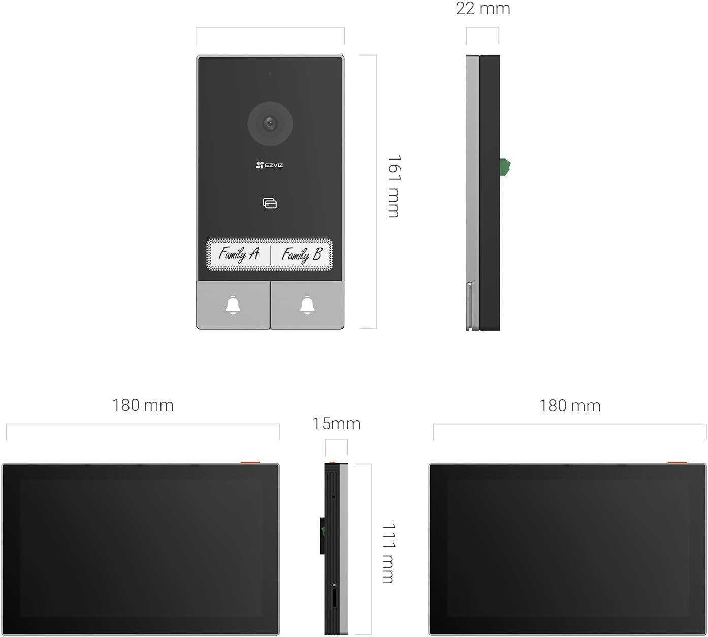 O HP7 2-Family Kit é um videoporteiro inteligente projetado para residências partilhadas por duas famílias, oferecendo controlo de acesso individualizado, vídeo em alta definição 2K e comunicação bidirecional via smartphone. 