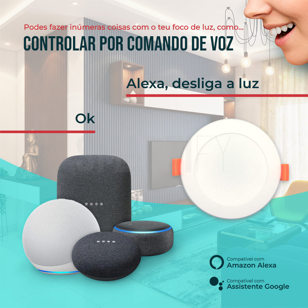 Foco LED Inteligente Smart Zigbee Smartify, permite regular entre brancos frios e quentes, entre 16M cores diferentes e ainda regulação de intensidade.