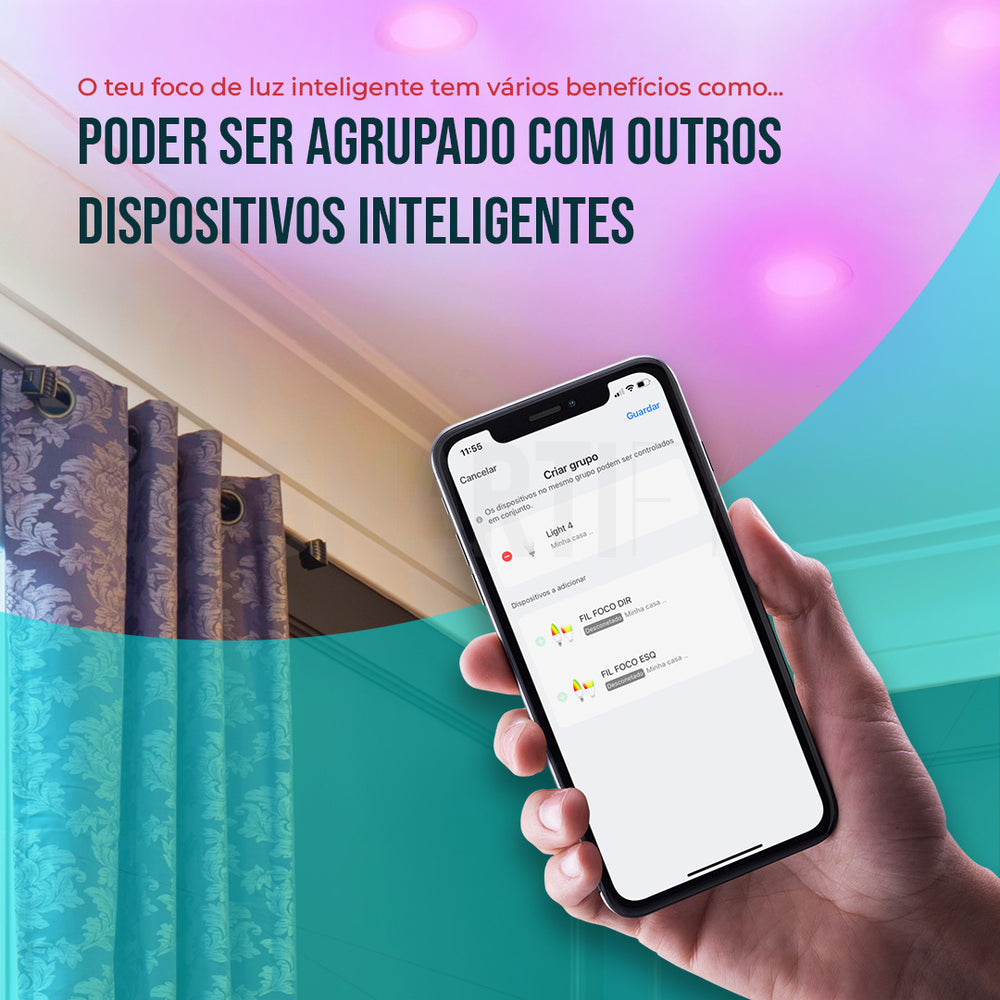 Foco LED Inteligente Smart Zigbee Smartify, permite regular entre brancos frios e quentes, entre 16M cores diferentes e ainda regulação de intensidade.