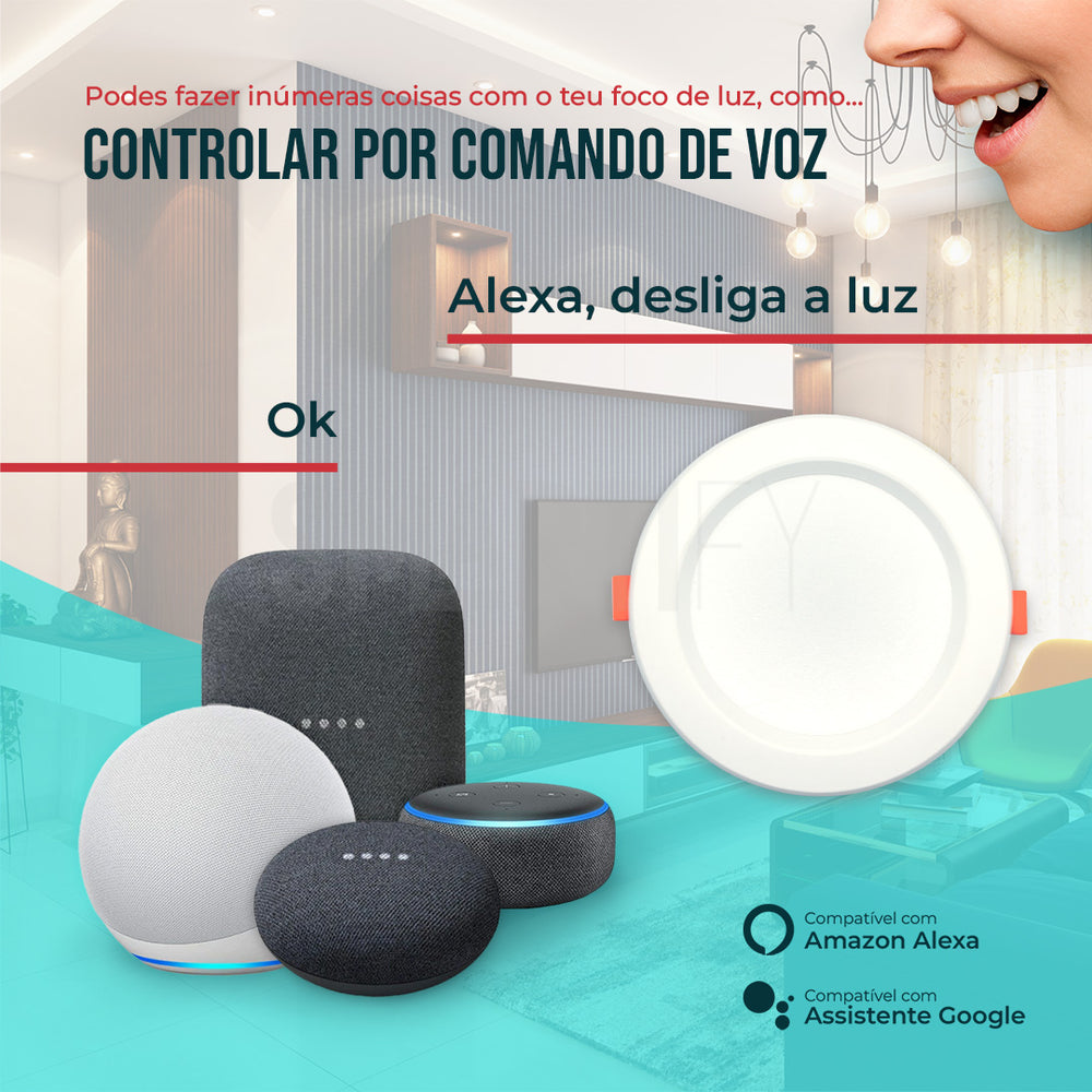 Foco LED Inteligente Smart Zigbee Smartify, permite regular entre brancos frios e quentes, entre 16M cores diferentes e ainda regulação de intensidade.