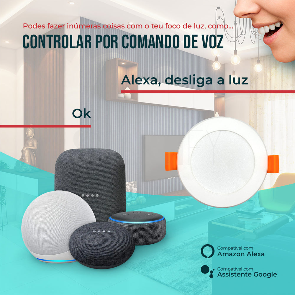 Foco LED Inteligente Smart Zigbee Smartify, permite regular entre brancos frios e quentes, entre 16M cores diferentes e ainda regulação de intensidade.