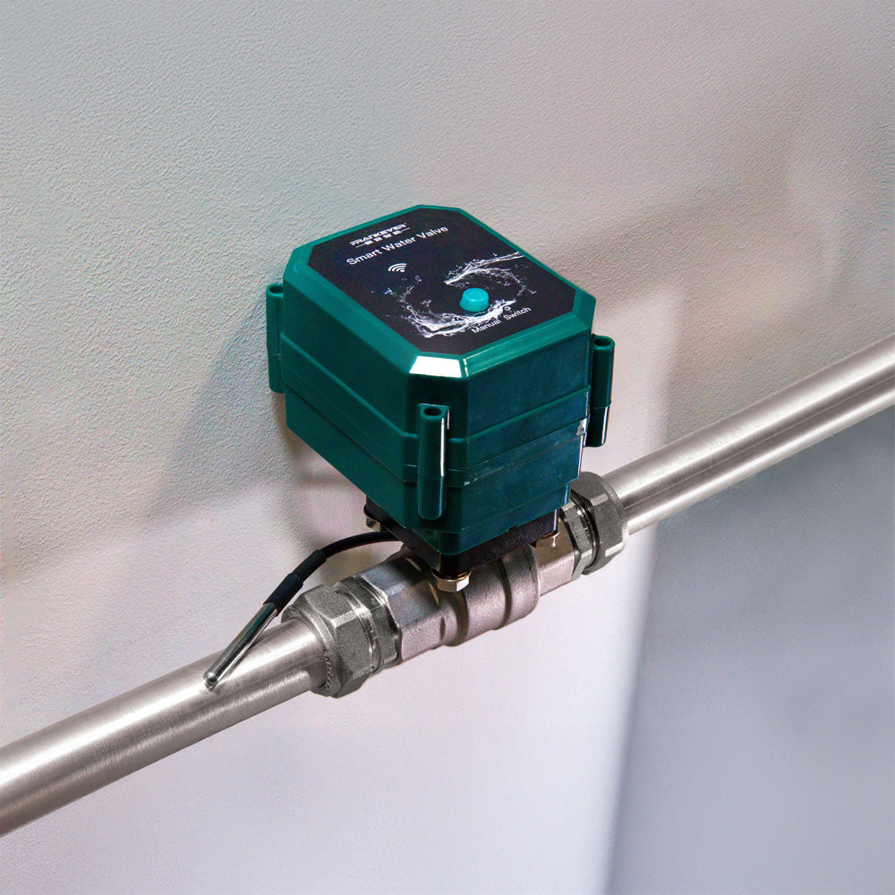 Válvula de Água Inteligente da FrankEver com controlo remoto via WiFi e Bluetooth, ajuste de fluxo 0–100% e automações para rega eficiente.
