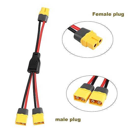 O GINTOOYUN XT60 Y Splitter é um cabo de extensão robusto e eficiente, desenvolvido para facilitar a ligação de dois painéis solares ou fontes de energia a geradores solares, estações de energia portáteis e outros equipamentos com conector XT60.