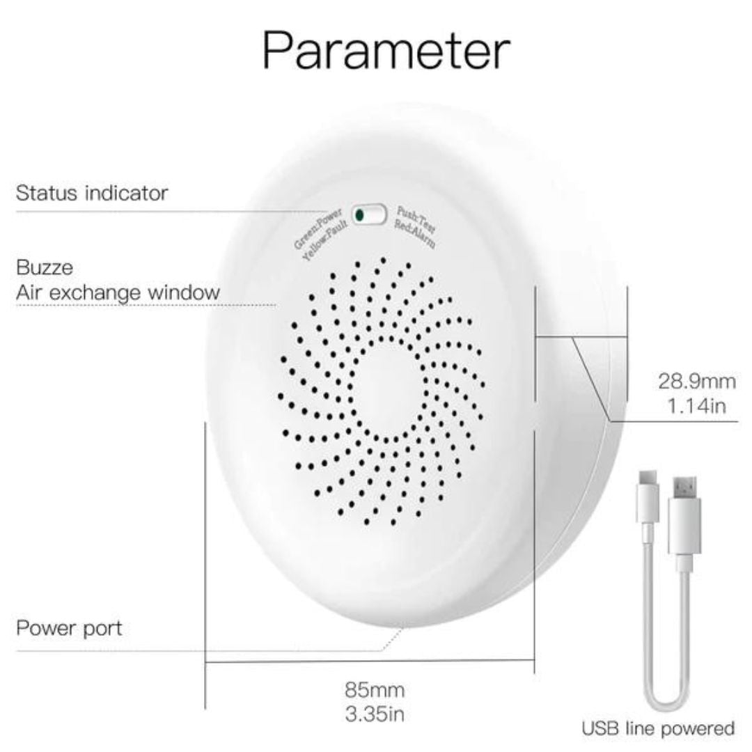 Sensor de Vazamento de Gás Tuya Smart ZigBee: Alertas em tempo real, controlo remoto, fácil instalação. Garanta a segurança da sua casa.