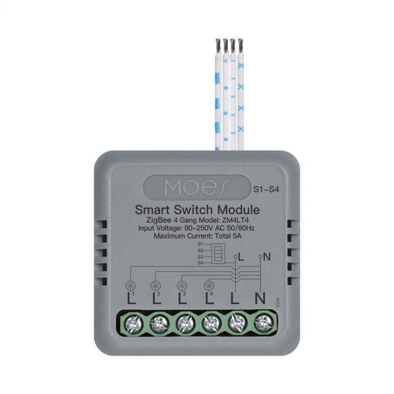 Moes ZM-104D-M-LT Módulo Switch 4 Canais Zigbee