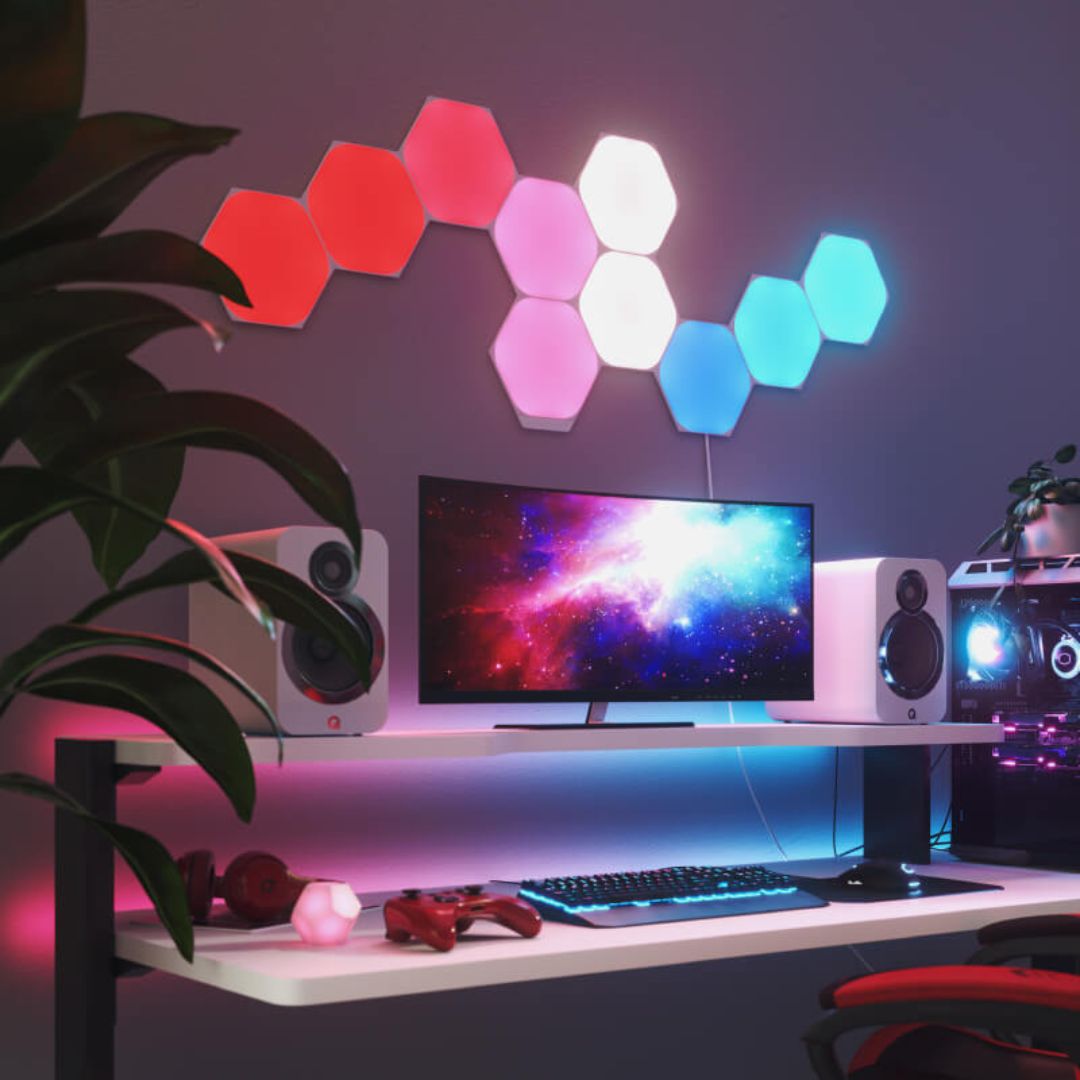 Expande a tua iluminação inteligente com 3 painéis hexagonais Nanoleaf compatíveis com o starter kit.