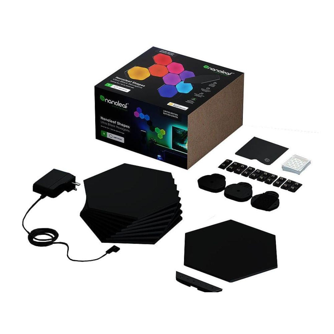 Nanoleaf Shapes Hexagons Black Starter 9 Panels