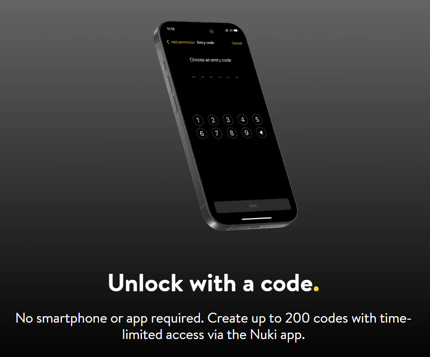 Conheça o Nuki Keypad 2 NFC, um dispositivo de controlo de acesso feito para abrir tua porta de forma rápida e segura, sem necessidade de chave.