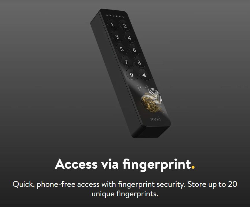 Conheça o Nuki Keypad 2 NFC, um dispositivo de controlo de acesso feito para abrir tua porta de forma rápida e segura, sem necessidade de chave.