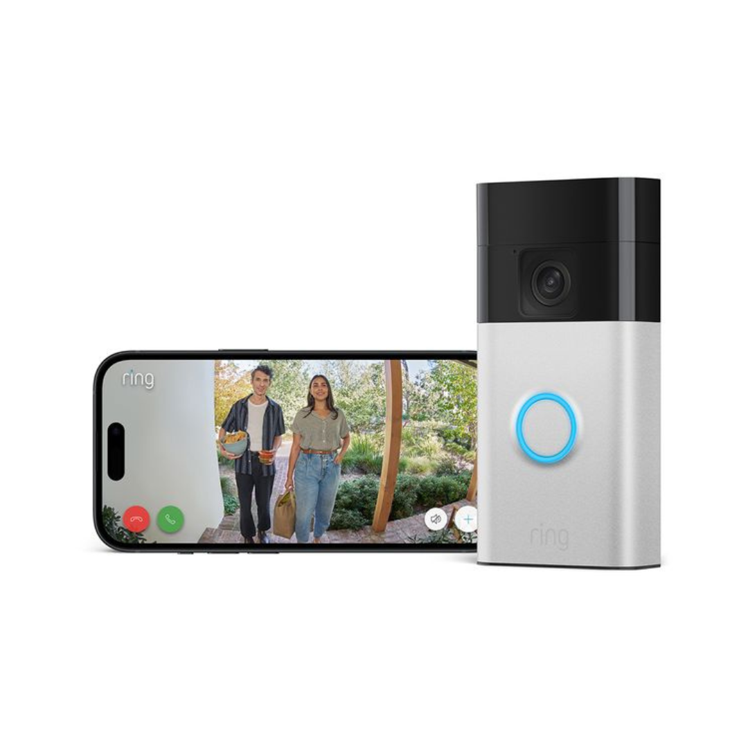 O Ring Battery Video Doorbell é uma campainha inteligente com um campo de visão expandido de Head-To-Toe View.