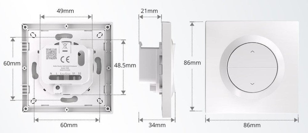 O SONOFF ERBS é um interruptor de parede elegante e robusto da série Fusion, desenvolvido especialmente para utilização com os módulos inteligentes SONOFF MINI-RBS e MINI-ZBRBS. Fabricado em policarbonato (PC) de alta qualidade, oferece resistência ao fogo, durabilidade e um design ultrafino, ideal para instalações modernas e discretas.