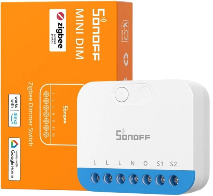 O SONOFF MINI-ZBDIM é um dimmer inteligente ultra-compacto que permite transformar um interruptor tradicional num sistema de iluminação inteligente com regulação de intensidade.
