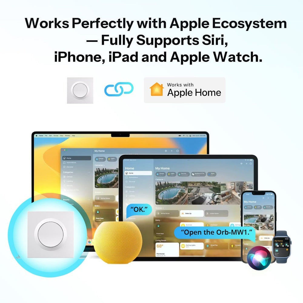 O SONOFF Orb-MW1 é um interruptor de parede inteligente da Série Fusion, compatível com o protocolo Matter over Wi‑Fi. Permite integração direta com Apple Home, Google Home, Alexa, SmartThings e Home Assistant, proporcionando controlo unificado de todos os dispositivos inteligentes da sua casa.