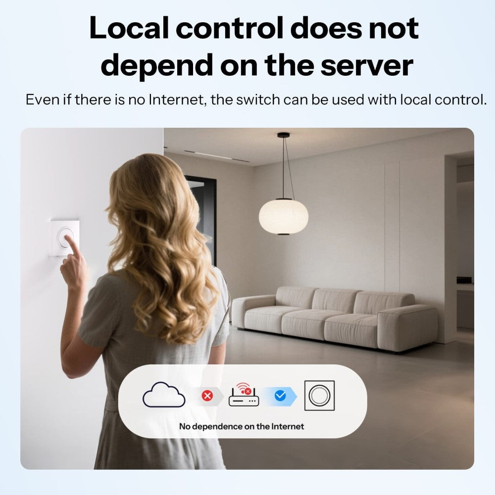 O SONOFF Orb-MW1 é um interruptor de parede inteligente da Série Fusion, compatível com o protocolo Matter over Wi‑Fi. Permite integração direta com Apple Home, Google Home, Alexa, SmartThings e Home Assistant, proporcionando controlo unificado de todos os dispositivos inteligentes da sua casa.