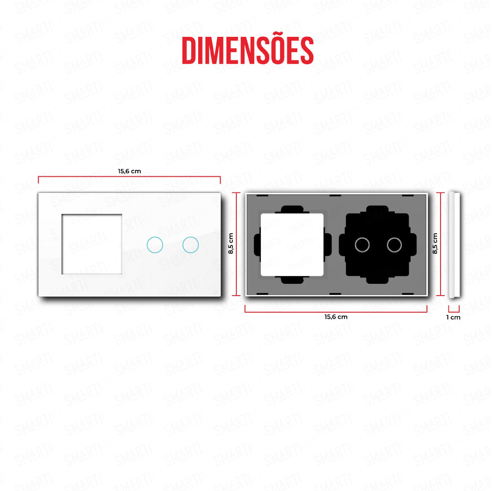 Smartify vPRO Espelho Duplo (Moldura + 2 botões) Branco - SYPE20002BR