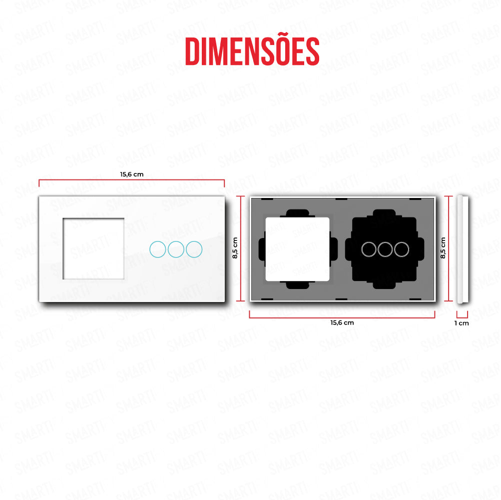 Smartify vPRO Espelho Duplo (Moldura + 3 botões) Branco - SYPE20003BR