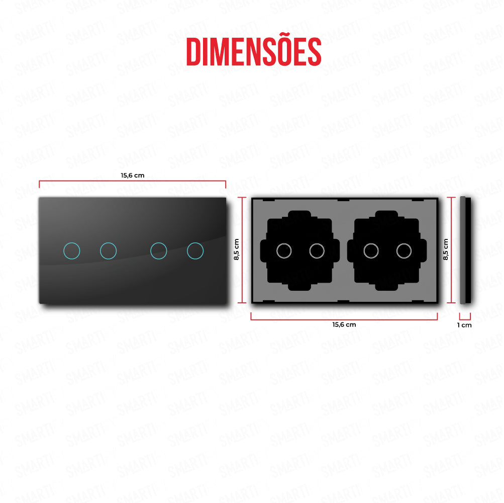 Smartify vPRO Espelho Duplo (2 botões + 2 botões) Preto - SYPE20202PR