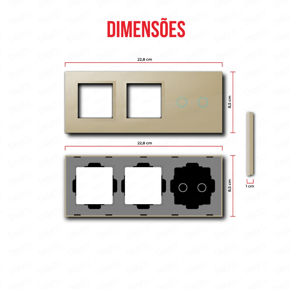Smartify vPRO Miroir Triple (Cadre + Cadre + 2 boutons) Doré - SYPE3000002DR 