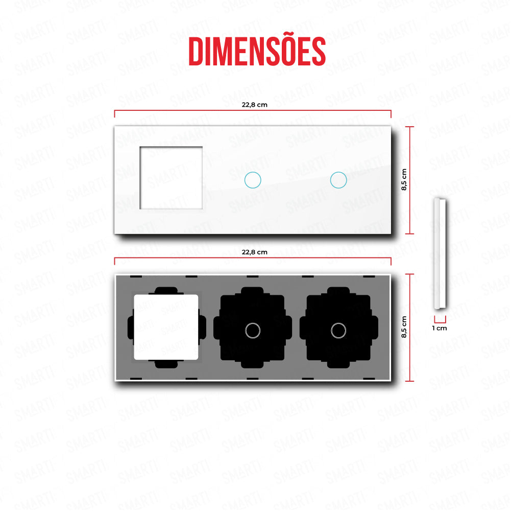 Smartify vPRO Espelho Triplo (Moldura + 1 botão + 1 botão) Branco - SYPE3000101BR