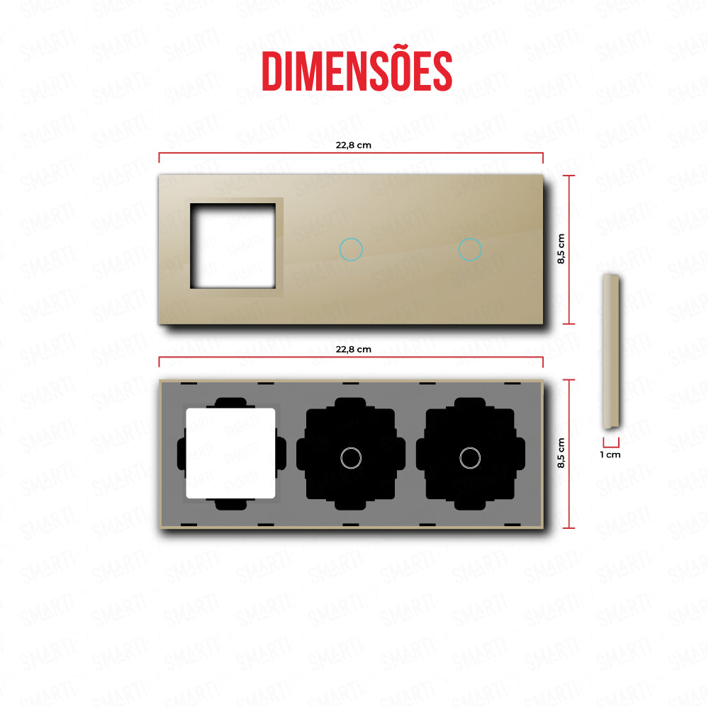 Smartify vPRO Espelho Triplo (Moldura + 1 botão + 1 botão) Dourado - SYPE3000101DR