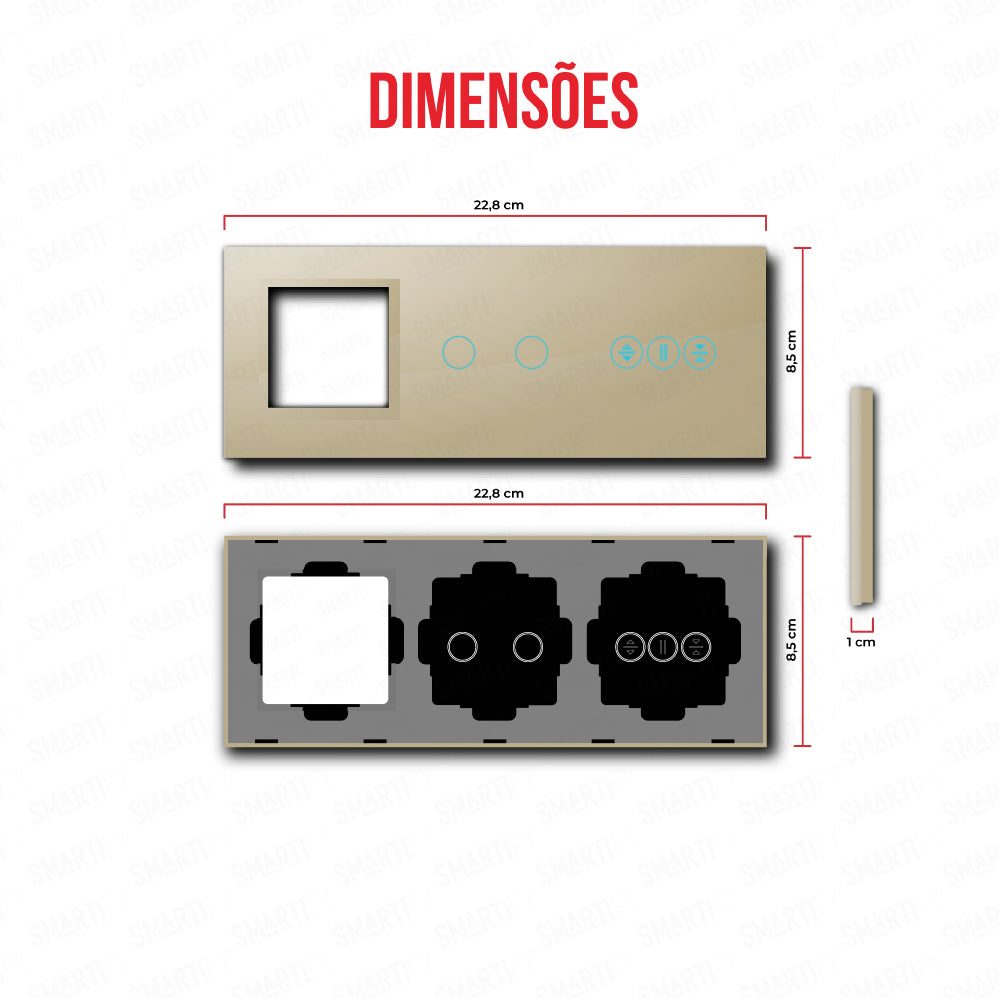 Smartify vPRO Espelho Triplo (Moldura + 2 botões + Estores) Dourado - SYPE30002ESDR