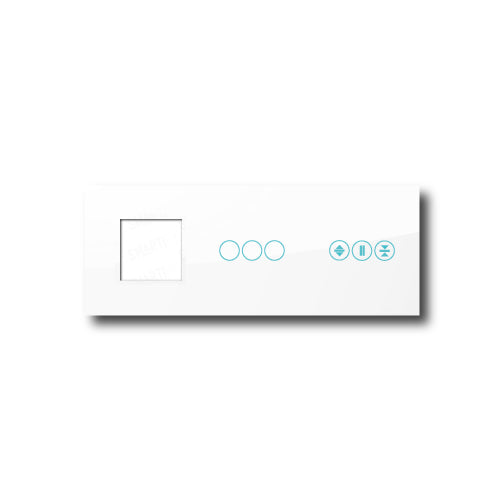 Smartify vPRO Placa Triple (ventana + 3 pulsadores + persianas) Blanco - SYPE30003ESBR – placa compacta con acabado en vidrio templado.