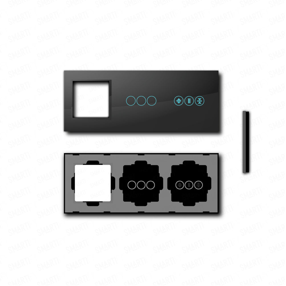 Smartify vPRO Espelho Triplo (Moldura + 3 botões + Estores) Preto - SYPE30003ESPR