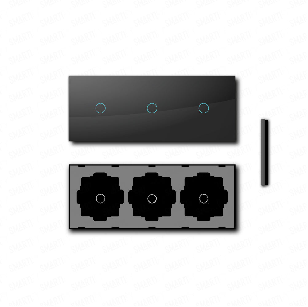 Smartify vPRO Espelho Triplo (1 botão + 1 botão + 1 botão) Preto - SYPE3010101PR