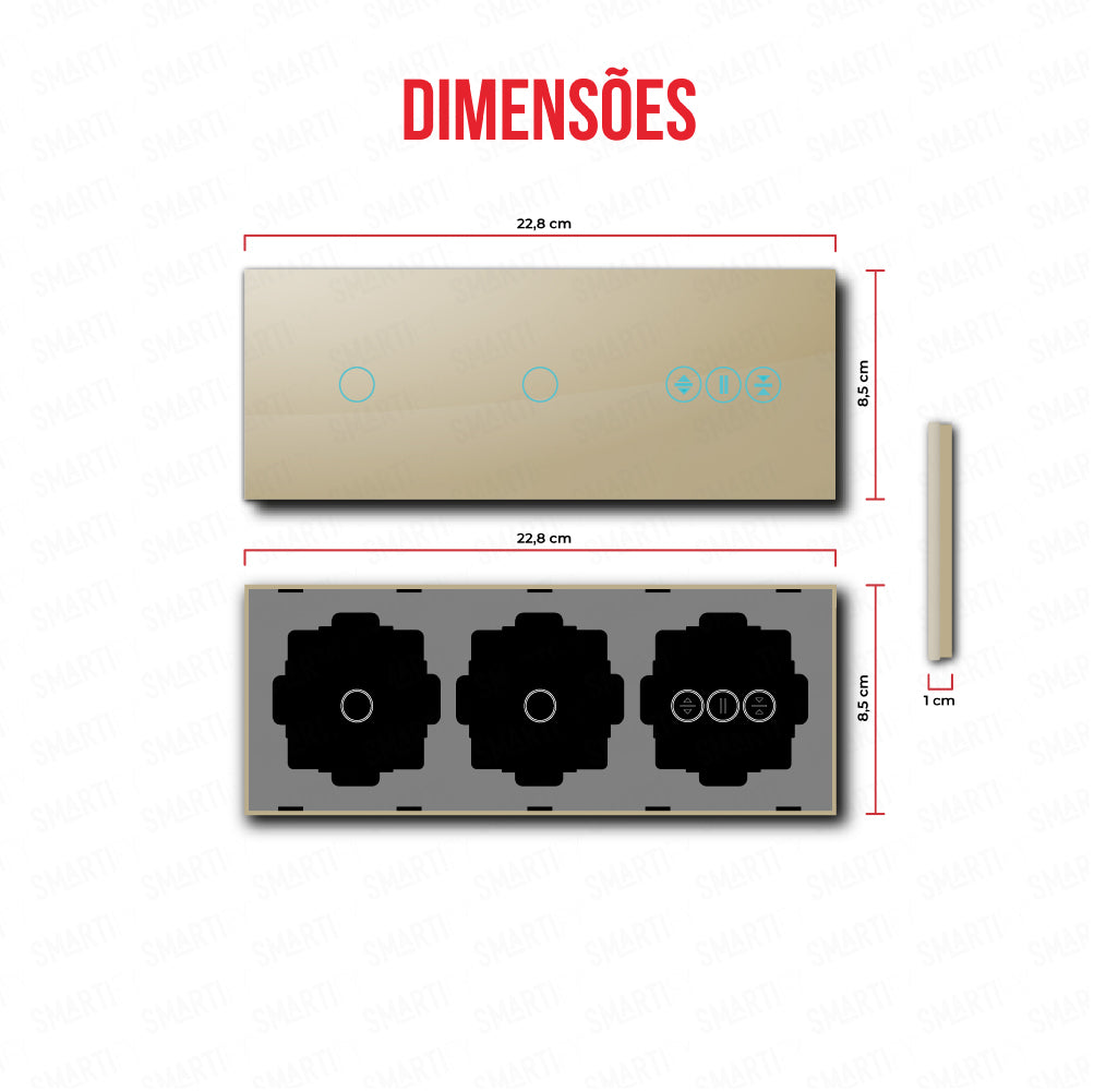 Smartify vPRO Espelho Triplo (1 botão + 1 botão + Estores) Dourado - SYPE30101ESDR