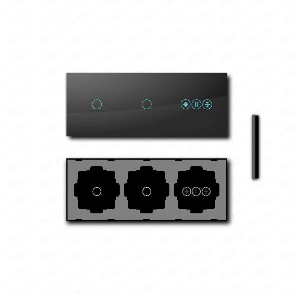 Smartify vPRO Espelho Triplo (1 botão + 1 botão + Estores) Preto - SYPE30101ESPR