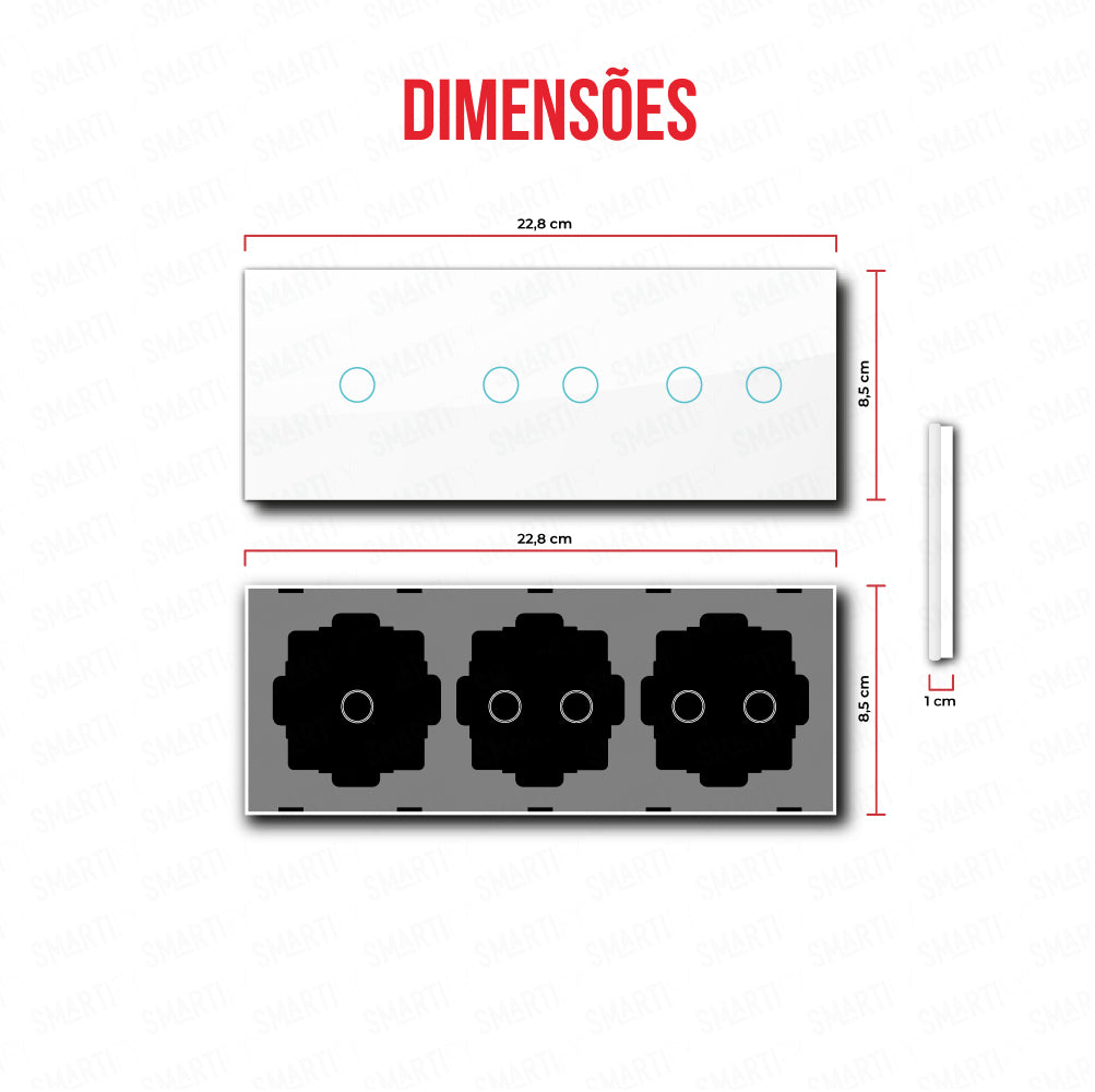 Smartify vPRO Espelho Triplo (1 botão + 2 botões + 2 botões) Branco - SYPE3010202BR