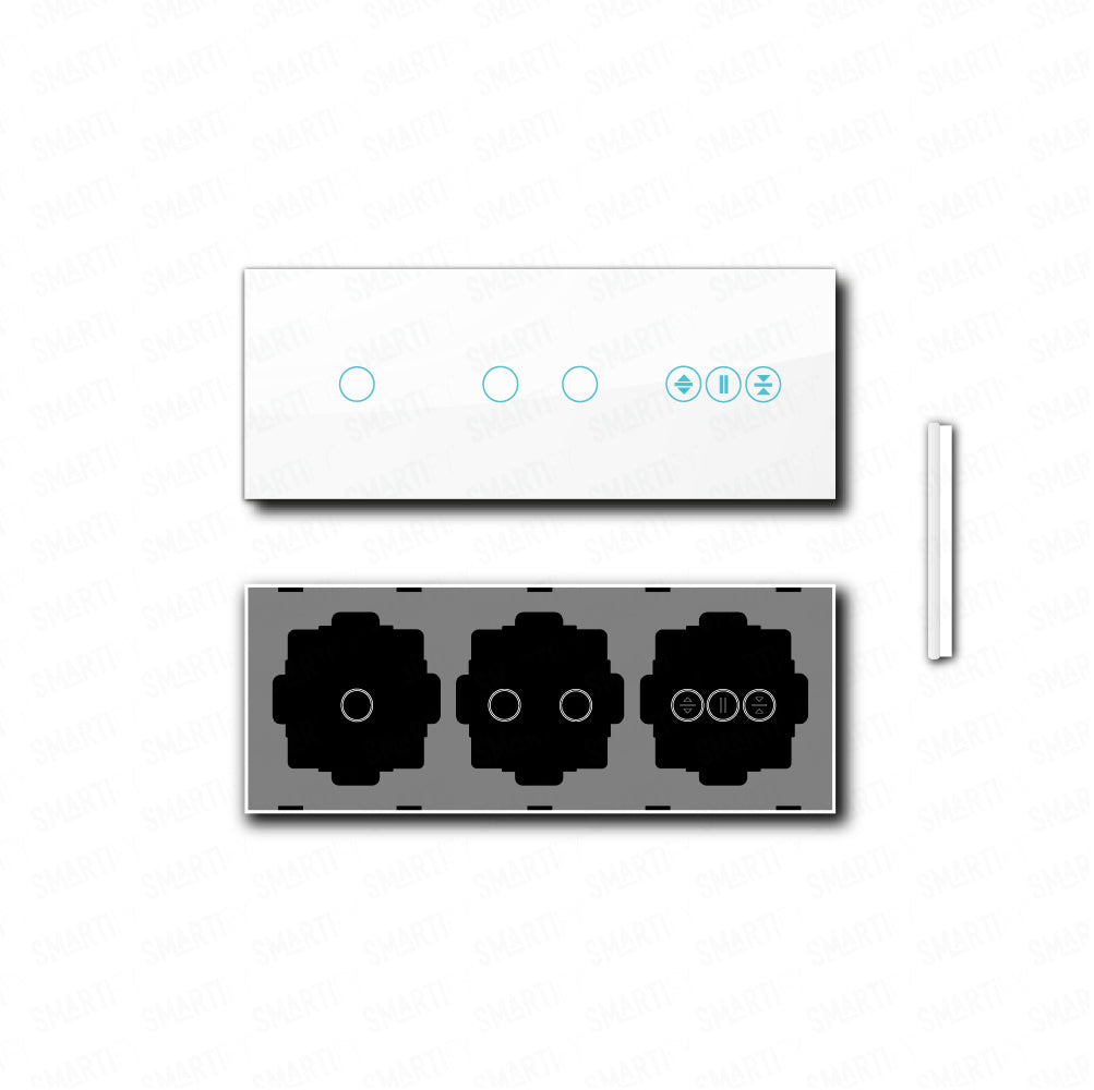 Smartify vPRO Espelho Triplo (1 botão + 2 botões + Estores) Branco - SYPE30102ESBR