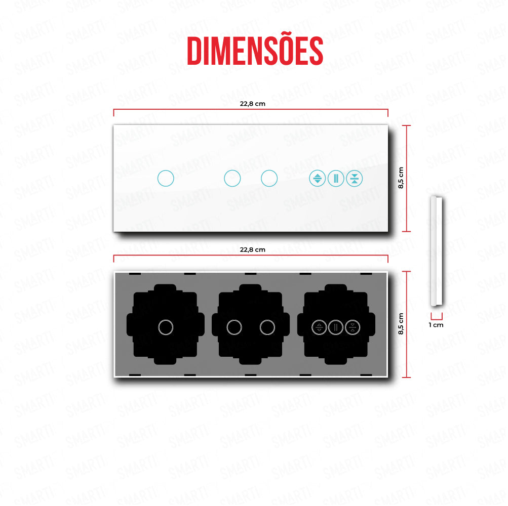 Smartify vPRO Triple Mirror (1 button + 2 buttons + Blinds) White - SYPE30102ESBR 