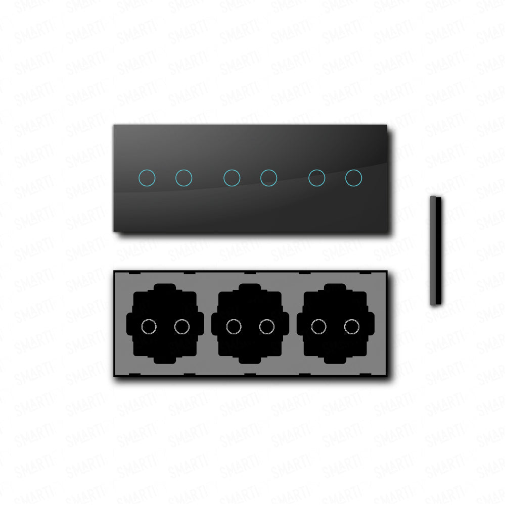 Smartify vPRO Espelho Triplo (2 botões + 2 botões + 2 botões) Preto - SYPE3020202PR