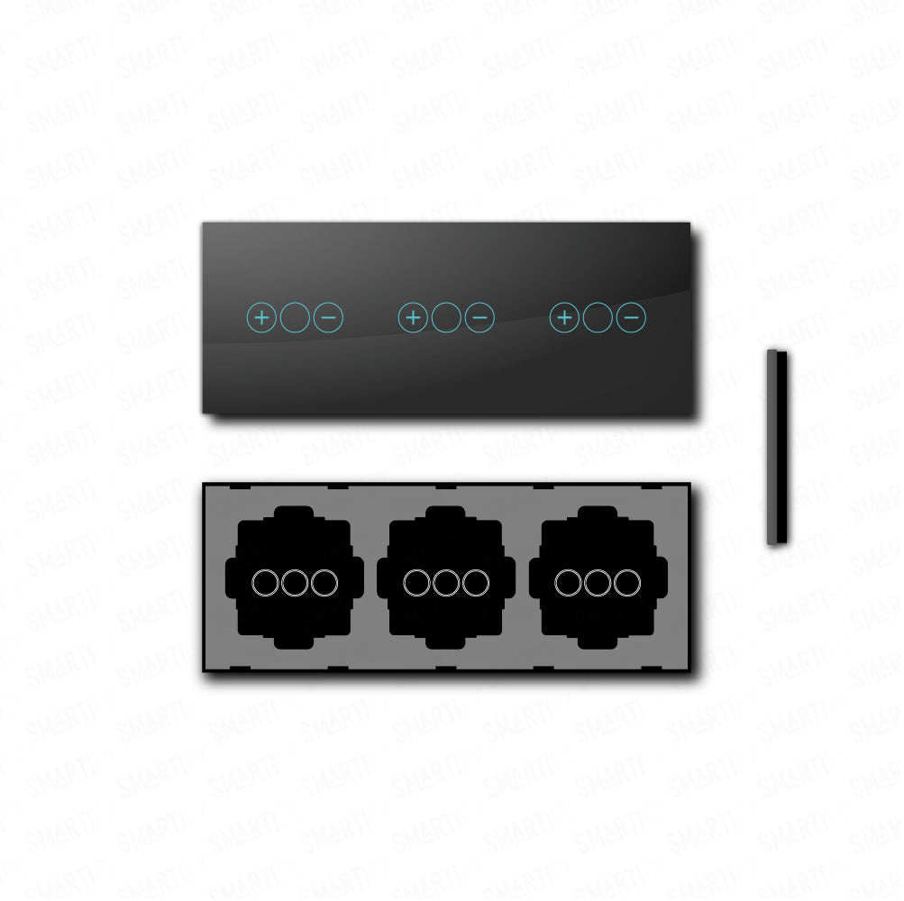 Smartify vPRO Espelho Triplo (Dimmer + Dimmer + Dimmer) Preto - SYPE31D1D1DPR