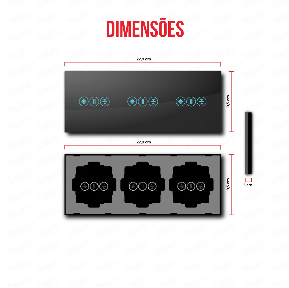 Smartify vPRO Espelho Triplo (Estores + Estores + Estores) Preto - SYPE3ESESESPR