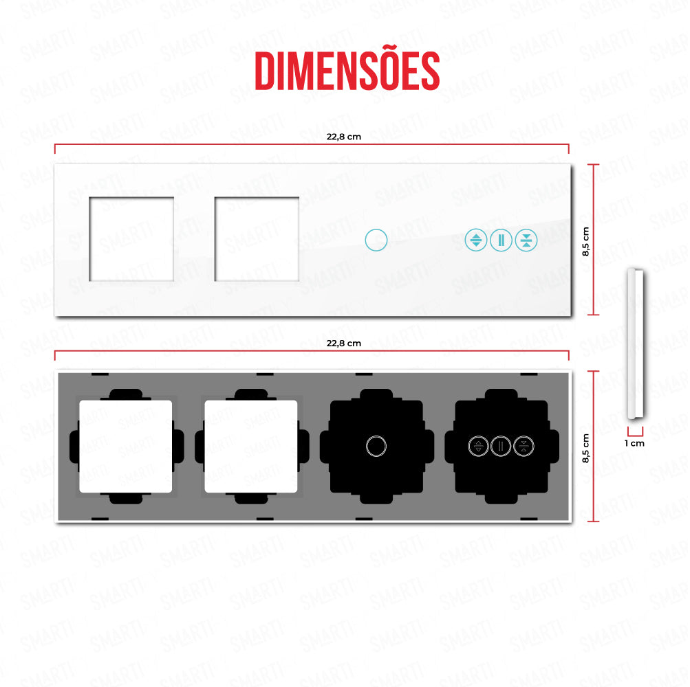 Smartify vPRO Espelho Quadruplo (Moldura + Moldura + 1 botão + Estores) Branco - SYPE4000001ESBR