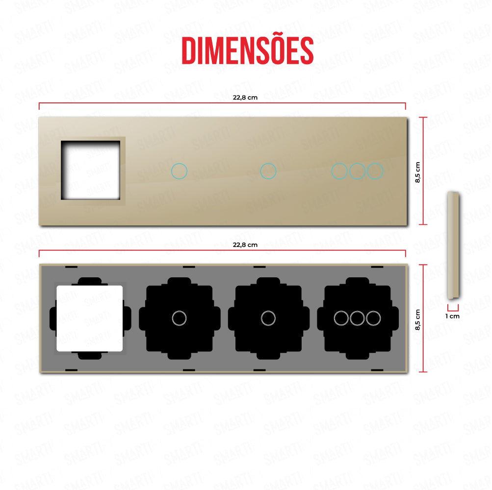 Smartify vPRO Miroir Quatuor (Cadre + 1 bouton + 1 bouton + 3 boutons) Doré - SYPE400010103DR 