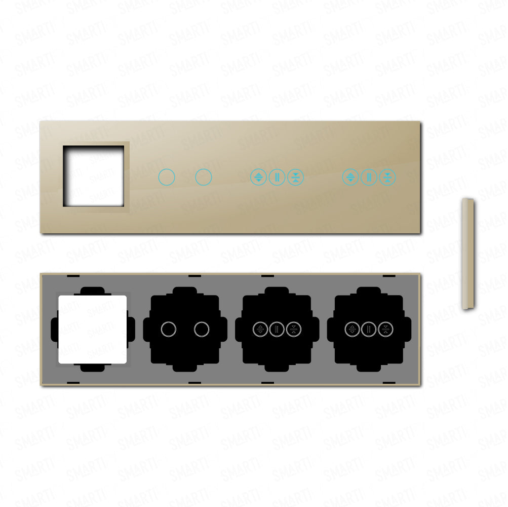 Smartify vPRO Specchio Quattro (Cornice + 2 pulsanti + Tende + Tende) Dorato - SYPE40002ESESDR 